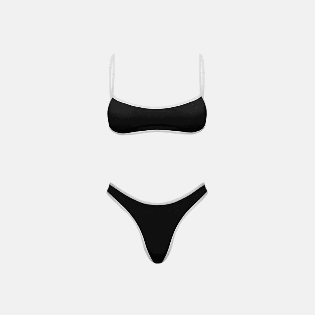 BIQUÍNI BANDEAU PRETO E BRANCO