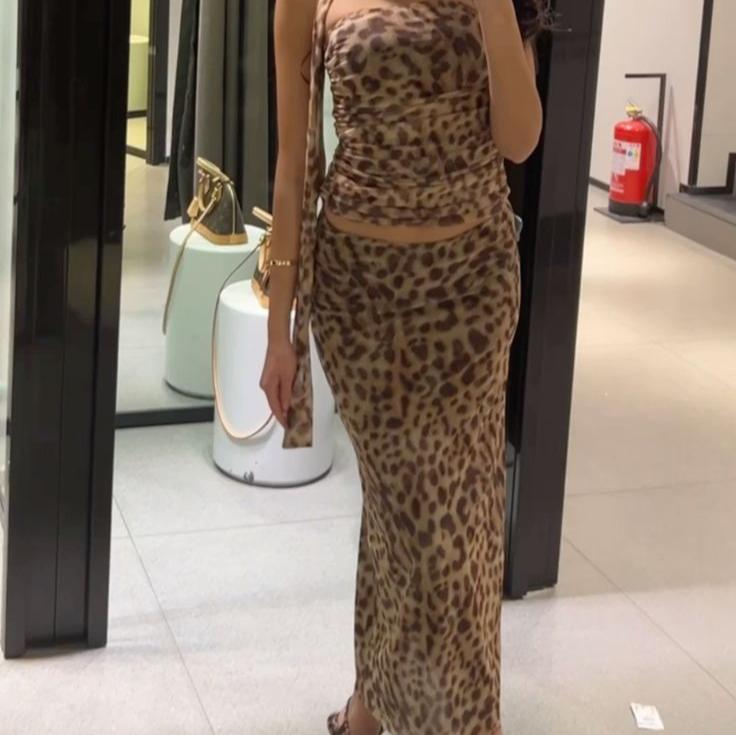 SAIA MIDI LEOPARD PRINT